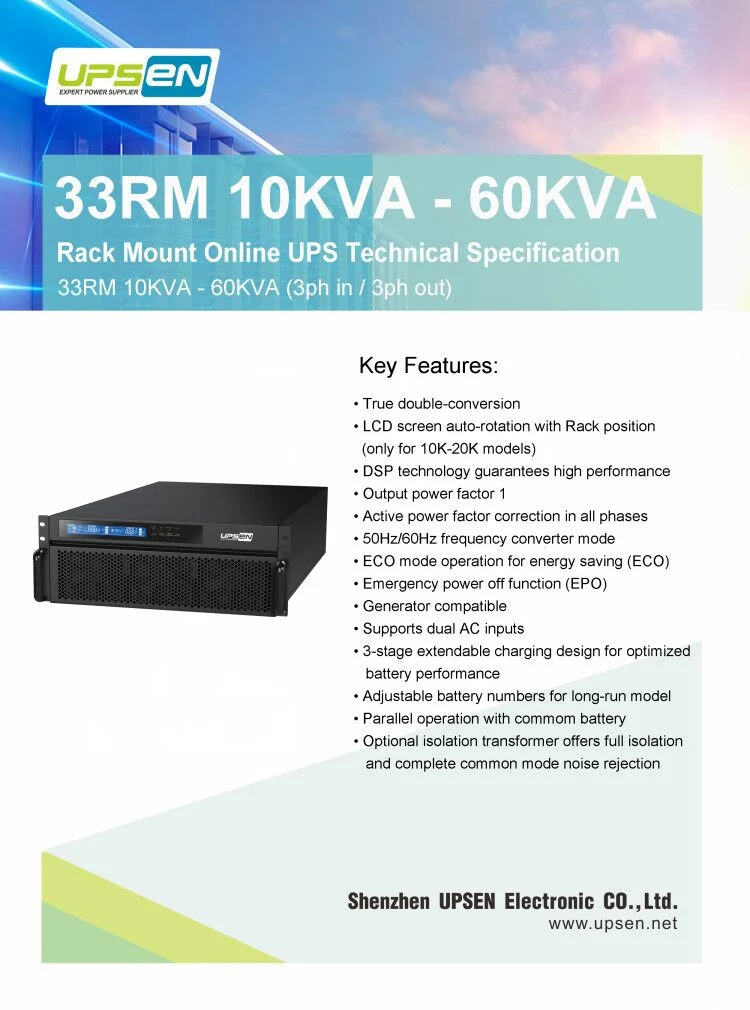 Fast Production Cycle Rack Mounted Online UPS 10K-60kVA for Computer Room