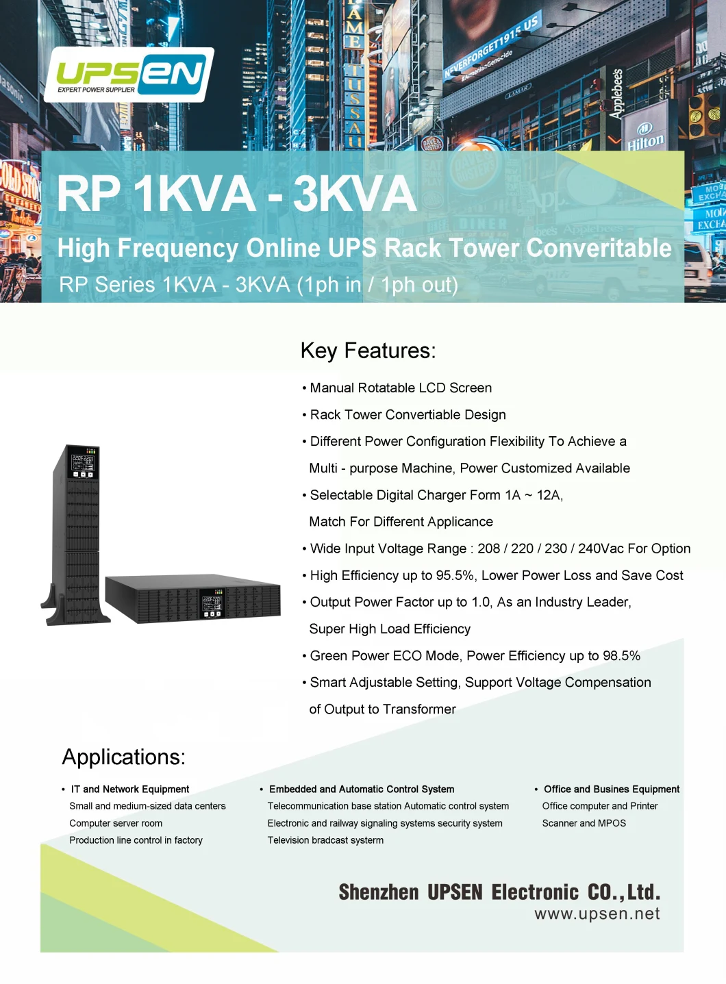 Rack Mount Online UPS Zero Delay UPS with Pure Sine Wave Output