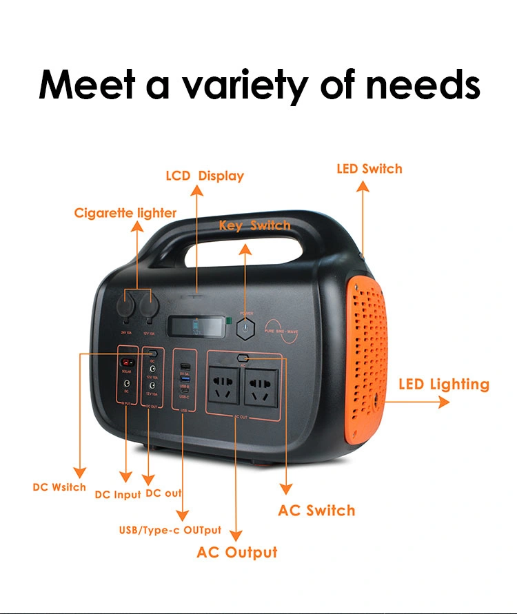 Portable Power Power Station High Capacity 1000W Solar Outdoor Camping Uninterruptible Power Supply